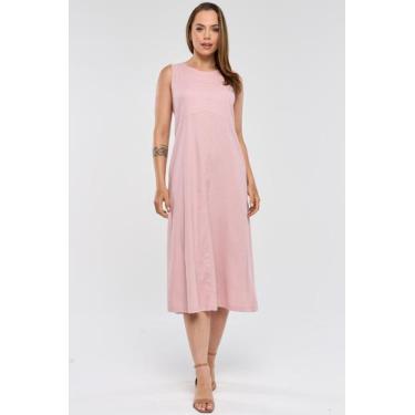 Imagem de Vestido Midi PKS Com Bolsos Linho Rosê, GG