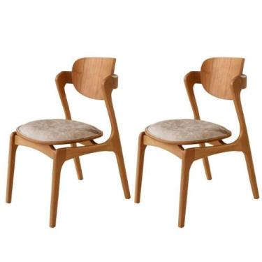 Imagem de Conjunto Com 2 Cadeiras Madeira Solaris Gold Moderna Mobília Milano / 