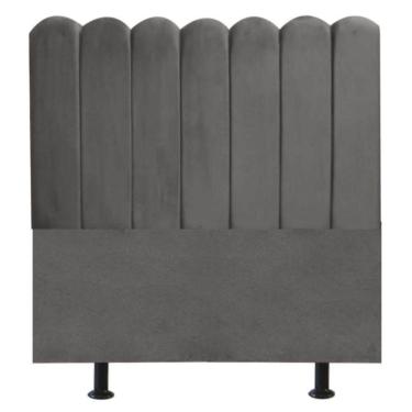 Imagem de Cabeceira Nuvem Cama Solteiro 90cm Alanis Suede Cinza Escuro