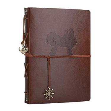 Imagem de AIOR Álbum de Fotos de Couro 28 x 20 cm - 60 Páginas Pretas, Álbum de Recortes, Memórias Vintage Faça Você Mesmo para Bebê, Família, Mulheres, Mães, Crianças