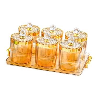 Imagem de WeiLaiKeQi Recipiente organizador para armazenamento de alimentos, lanches e potes para servir, recipiente para cozinha e festas, Âmbar