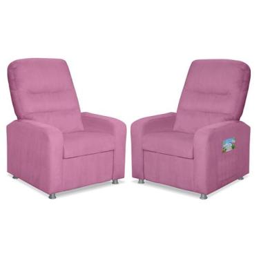 Imagem de Kit 02 Poltronas Decorativas Do Papai Reclinável Confortável Suede Ros
