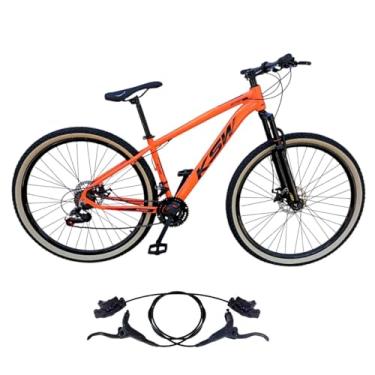 Imagem de Bicicleta Aro 29 Ksw Adulto 21 velocidades Suspensão Dianteira 80mm Pneu Faixa Amarelo Freio Hidraulico (LARANJA PRETO, 21)
