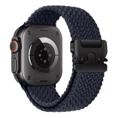 Imagem de Pulseira Trançada de Nylon Estilo Militar Compatível com Apple Watch Ultra 49mm, Series 10/9/8/7/6/5/SE – Correia Ajustável Parachute Strap 41mm 42mm 44mm 45mm 46mm (Midnight, 42 44 45 49 S10-46mm)