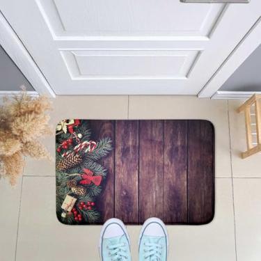 Imagem de Tapete de Porta Entrada, Sala, Quarto Emborrachado Decorativo Natal Piso 40x60 - Novadecora