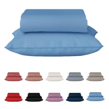 Imagem de Genérico, Jogo de Cama Solteiro 2 Peças 100% Algodão C/Elástico Cor:Azul Claro