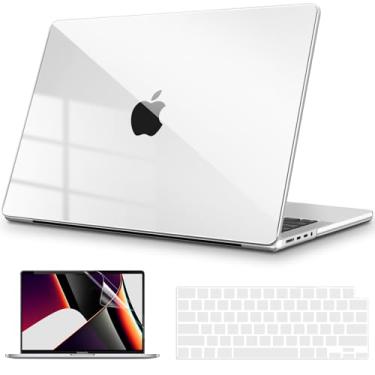 Imagem de B BELK Capa compatível com MacBook Pro de 14 polegadas 2023 2022 versão 2021 M2 A2779 A2442 M1 Pro/Max Chip com Touch ID, capa rígida de plástico transparente com capa de teclado +