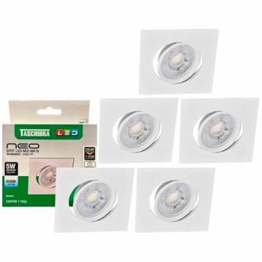 Imagem de 5 Spot Led Neo Embutir Quadrado 5W 6500k Luz Fria Taschibra