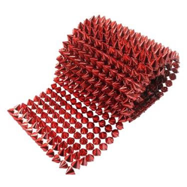 Imagem de suiwotin Rolo de acabamento de pino de 1 jarda - Rebites de cone de plástico, ponto de costura/cola para decoração de rebite gótico punk DIY (vermelho)