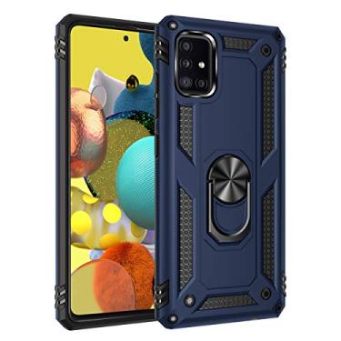 Imagem de SORAKA Capa para Samsung Galaxy A51 5G com suporte de anel capa armadura para Samsung Galaxy A51 5G Capa traseira de policarbonato rígido com placa de metal para celular magnético suporte de carro