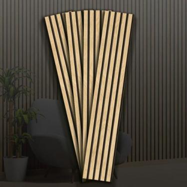 Imagem de 10 Placas Adesivas Painel Madeira Ripada 90x16 Montável MDF Freijó, Im