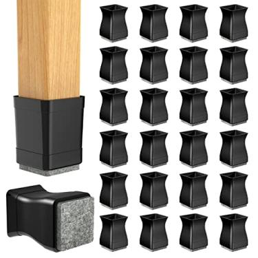 Imagem de JLKDQ Protetores De Piso Para Pernas Cadeira Quadradas, 16 Peças, Pés Pisos Madeira, Madeira Dura, Anti-Riscos E Sem Ruído. Preto