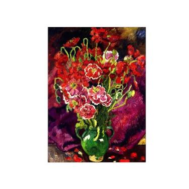 Imagem de Flores Pintura em tela Famosa Pintura Reprodução-Quadros para sala de estar-Flores vermelhas em vaso-Pôster e impressões 50x70cm Sem Moldura