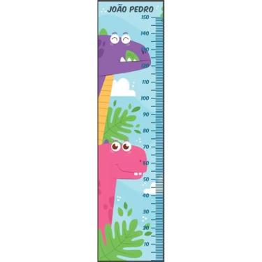 Imagem de Régua de Crescimento Infantil Dinossauro 160x40cm Adesivo Vinil Lavável Personalizável – Decoração Educativa Quarto Infantil