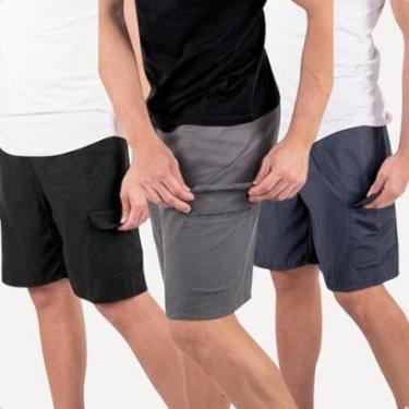 Imagem de 3 Bermudas Cargo Masculina Short Treino Corrida Casual Básica-Masculino