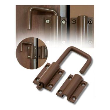 Imagem de Trinco Camarão 1Pç Marrom Ferrolho Porta Sanfona Madeira