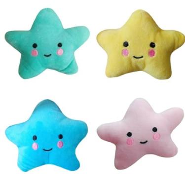 Imagem de Kit Brinquedos Pet Pelúcias 4 Unidades Estrelas Sortidas para Cães Cachorros Pequeno Porte e Filhotes