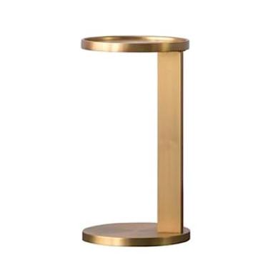 Imagem de Mesa de centro de design simples em forma de C, mesa lateral de metal para sofá e cama, mesa lateral de sofá, mesa de centro redonda, mesa de lanche ao lado da mesa para sala de estar, varanda, quarto