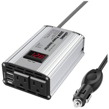 Imagem de Inversor de Potência 300W DC 12V para AC 2 Tomadas AC e 2 Portas USB, 110v, GIANDEL PM 300A, Branco