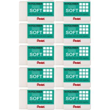 Imagem de Borracha Branca Sem Resíduo Pentel Hi Polymer Tecnica Kit 10