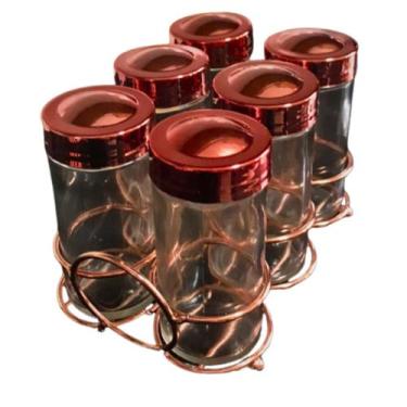 Imagem de Porta Tempero Rose Gold Recipientes P/ Ervas Saleiro Cozinha - DRATINI