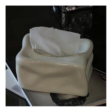 Imagem de Porta-lenços de papel quadrado de cerâmica para mesa de cabeceira, bancada, mesa de centro, suporte de caixa de lenços (branco)