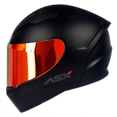 Imagem de Capacete Fechado Asx City Solid Preto Fosco com Viseira Colorida Laran