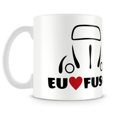 Imagem de Caneca Branca Eu Amo Fusca - 325ml - Cerâmica de Alta Qualidade - Amo 