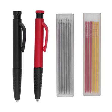 Imagem de Kit de conjunto de ferramentas para escrita com marcador de lápis de carpinteiro profissional com 12 recargas Design ergonômico resistente para marcenaria Metal Plástico Vidro