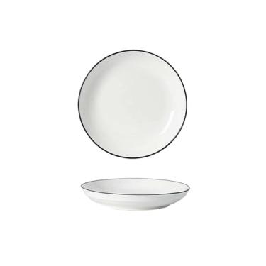 Imagem de Conjunto de pratos de cerâmica de cor sob o esmalte sopa de macarrão simples para uso doméstico - prato de 18 cm de profundidade