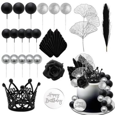 Imagem de Cake Topper Knana Silver Black Theme Festa de Aniversário x25