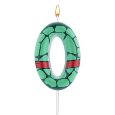 Imagem de Velas de aniversário com concha de tartaruga, verde, vermelha, tartaruga, número de aniversário, parafina, tartaruga, decoração de aniversário, número de velas (número 0)