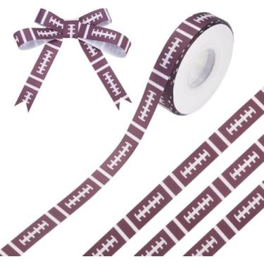 Imagem de Fita de gorgorão impressa em poliéster de 20 metros fita de rugby com estampa de cetim bola esportiva de 16 mm fitas de artesanato para decoração de equipes esportivas de festa, laços, grinaldas