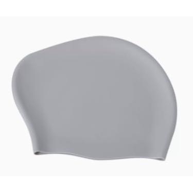 Imagem de 1 touca de natação clássica de silicone de cor sólida para cabelos longos - Design unissex para adultos e adolescentes, touca de natação durável à prova d'água - cinza