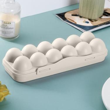 Imagem de Porta-ovos colorido para geladeira, 12 recipientes para ovos com tampa e alça, organizador empilhável de geladeira com clipe de trava, sem BPA, pacote único para armazenamento de geladeira e cozinha