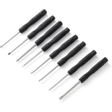 Imagem de Conjunto de 8 chaves de fenda pretas de precisão, Phillips, Torx Star, com fenda, kit de ferramentas de reparo de chave de fenda, aderência antiderrapante, para óculos, relógio, computador, laptop,