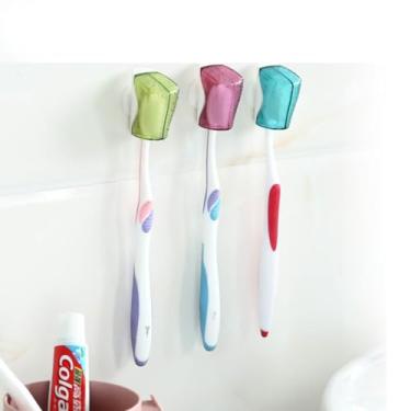Imagem de 3 peças de capas de cabeça de escova de dentes de viagem – Protetor higiênico de ventosa para escovas de dentes elétricas e manuais – Tampas de encaixe portáteis para viagens, acampamento, banheiro