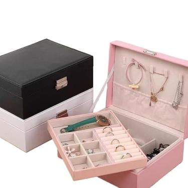 Imagem de Porta Joia Grande Dupla Camada Multifuncional Couro com Chave (aleatoria(basico))