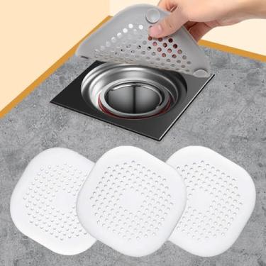 Imagem de Pacote com 3 coadores de drenagem de silicone com ventosas – Capa captador de cabelo para chuveiro, banheira e pia de cozinha | Protetor de banheiro antiderrapante de instalação rápida, armadilha de