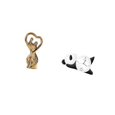 Imagem de Fenteer Estatueta de Casal, Estátua, Lembrança, Presente para Amantes, Escultura, Ornamento de Dia Dos Namorados para Aniversário, Namorada, Família, Relógio