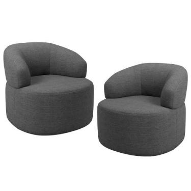 Imagem de Kit 02 Poltronas Giratória Orgânica Para Sala de Estar Living Helena L