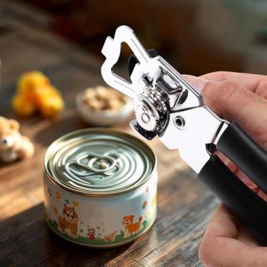 Imagem de Generic 1 abridor de latas portátil 3 em 1 abridor de latas e abridor de garrafas PP ferro prateado preto 4,9 x 19,5 cm