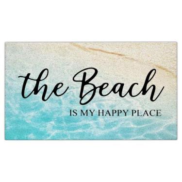 Imagem de Capacho Jvpke Coastal Beach 43x30 cm PVC antiderrapante