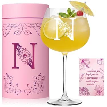 Imagem de Physkoa Presentes iniciais de taça de vinho para mulheres (1-266-N)