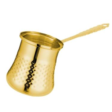 Imagem de IEUDNS Cafeteira portátil profissional dourada para cozinha, com cabo confortável, compatível com fogões de indução, ideal para derreter chocolate, M