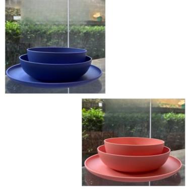 Imagem de ogo de 3 Pratos Resistente Linha Colours – Variedade de Cores, Livre de BPA e Uso no Micro-ondas | Prato Raso, Fundo e Bowl Modernos(Kit 2 jogos de prato Mirt/Blus)