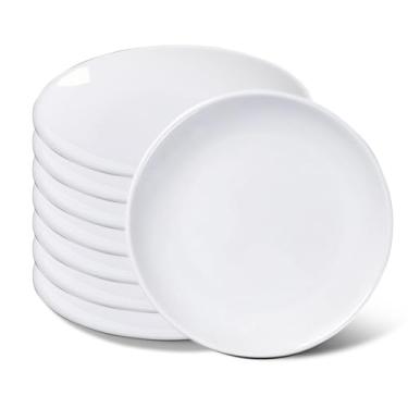Imagem de CAMBUY Conjunto de pratos de jantar de plástico de 20 cm de melamina, pacote com 8, pratos de jantar leves e inquebráveis para cozinha, acampamento ao ar livre
