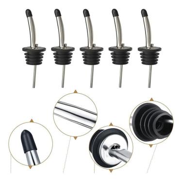 Imagem de 2X Kit 5 Bico Dosador Biqueira Inox Garrafa Bebidas Bartende