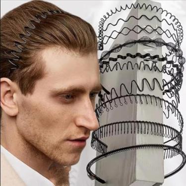 Imagem de 2 peças antiderrapantes unissex preto metal espiral onda faixa de cabelo acessórios acessórios de faixa de cabelo (estilo 2)