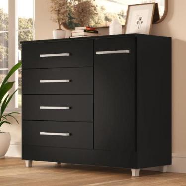 Imagem de Cômoda Laura 4 Gavetas 1 Porta - Quarta Divisão Móveis, Onix